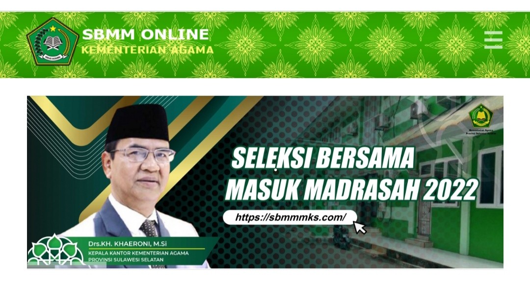 Jadwal Pendaftaran Seleksi Bersama Masuk Madrasah (SBMM) Tahun 2022